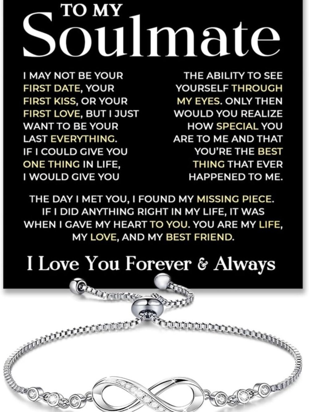 Soulmate Bracelet for Women | Meaningful Jewelry Gift with Message Card & Box